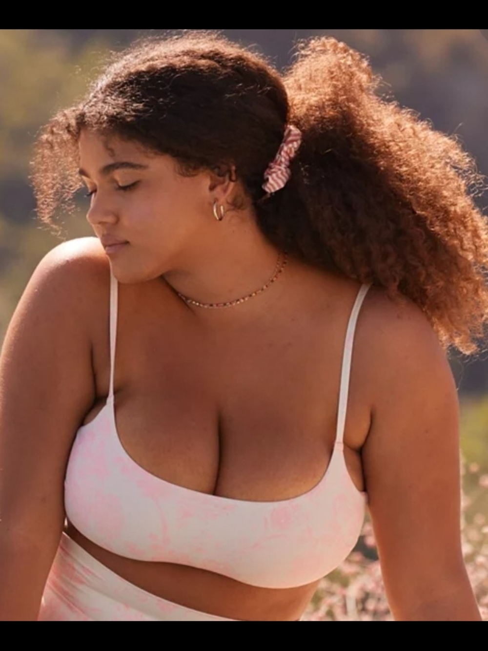 aerie Pink Floral Scoop Bikini Top